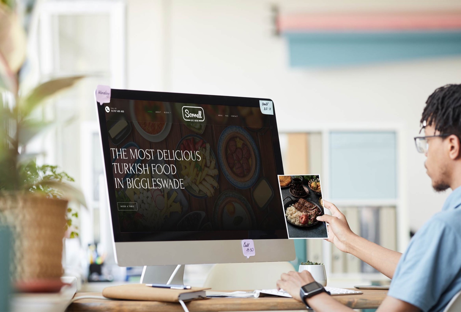 Website project shown on a desktop screen